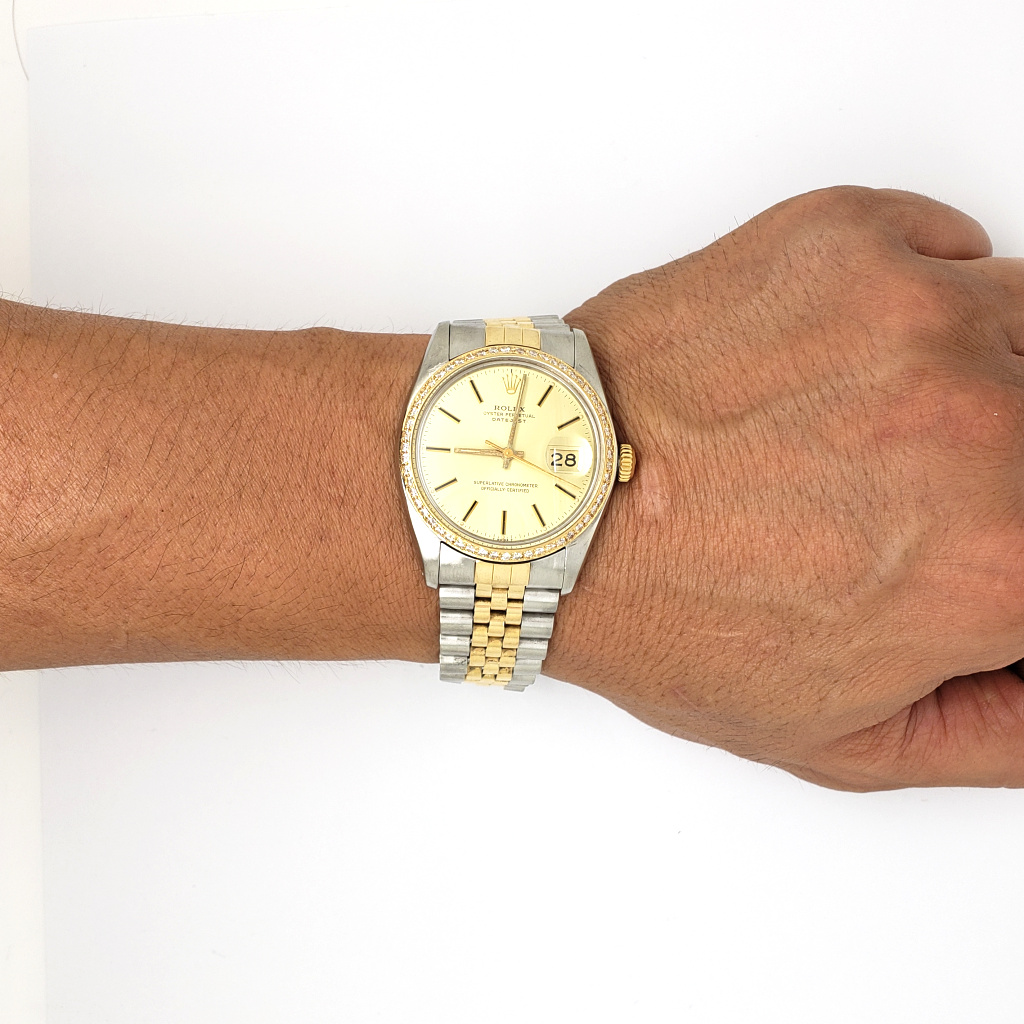 Men s Rolex 16030 YG Diamond Bezel Datejust Watch Ryu s Jewelry