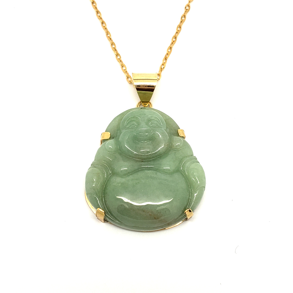 Medi Natural Green Jade Buddha Pendant | Ryu's Jewelry