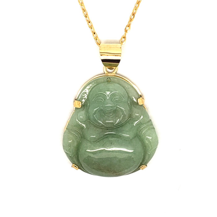 Medium Natural Green Jade Buddha Pendant | Ryu's Jewelry